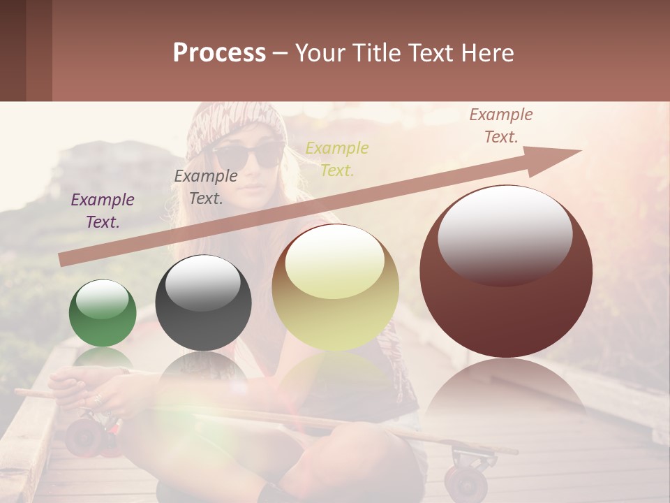 A Woman Sitting On A Bench With A Skateboard PowerPoint Template