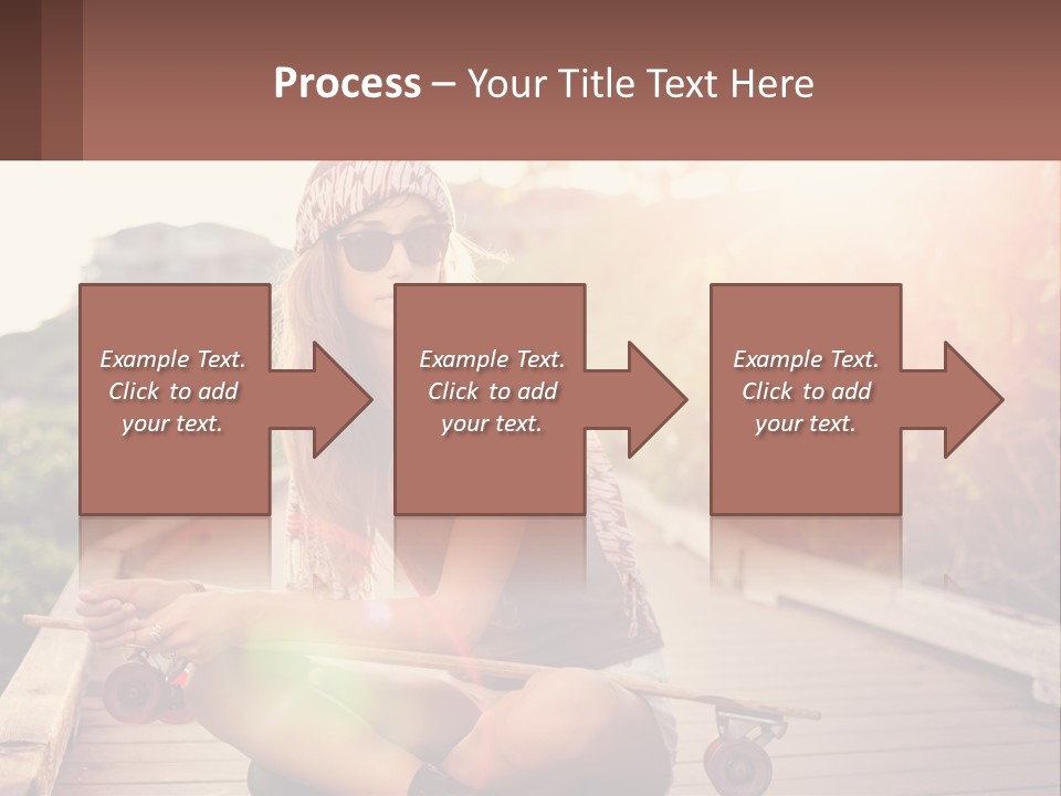 A Woman Sitting On A Bench With A Skateboard PowerPoint Template