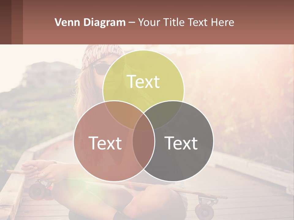 A Woman Sitting On A Bench With A Skateboard PowerPoint Template