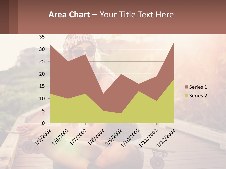 A Woman Sitting On A Bench With A Skateboard PowerPoint Template