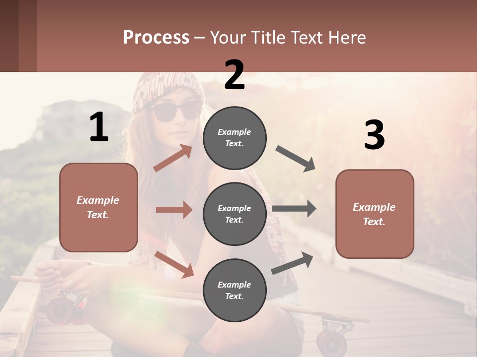 A Woman Sitting On A Bench With A Skateboard PowerPoint Template