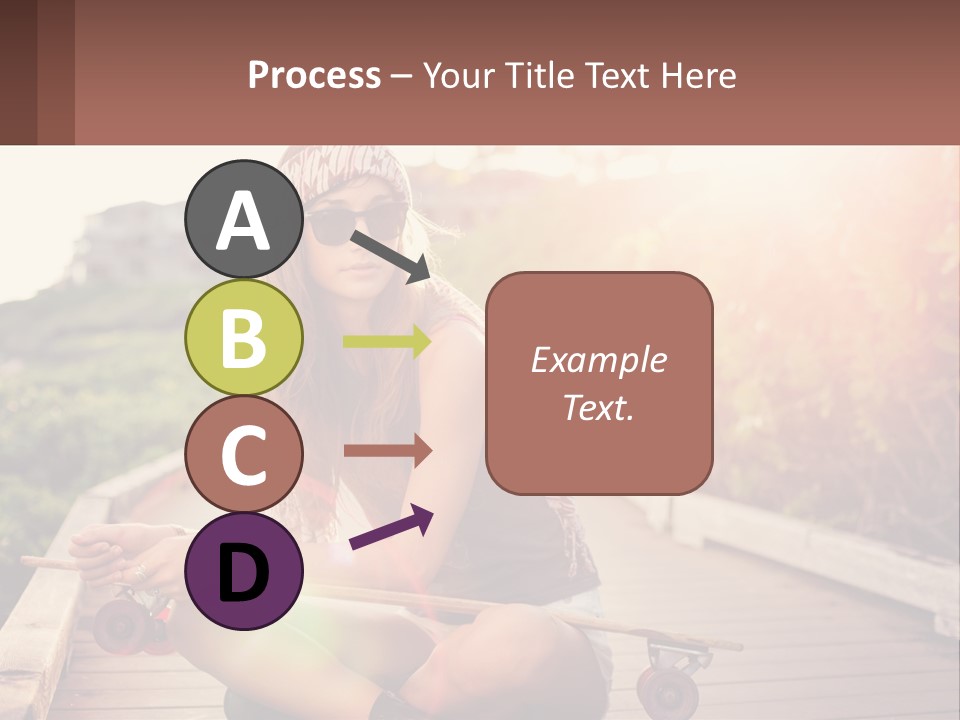 A Woman Sitting On A Bench With A Skateboard PowerPoint Template