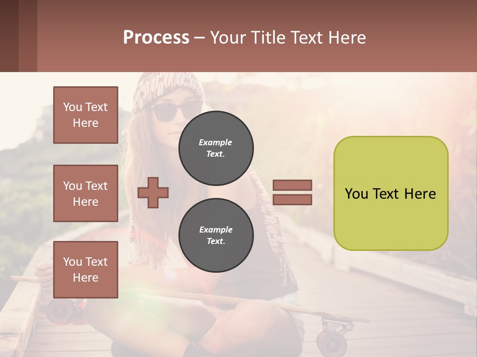 A Woman Sitting On A Bench With A Skateboard PowerPoint Template