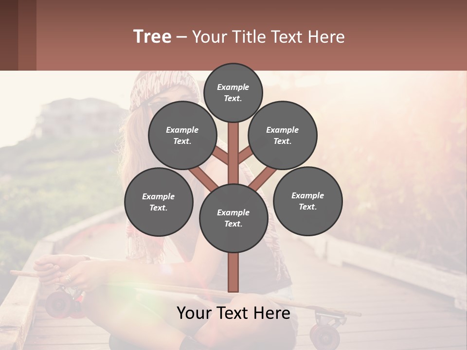 A Woman Sitting On A Bench With A Skateboard PowerPoint Template