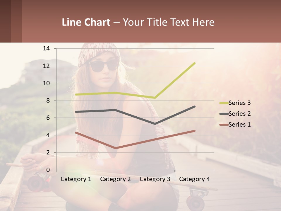 A Woman Sitting On A Bench With A Skateboard PowerPoint Template