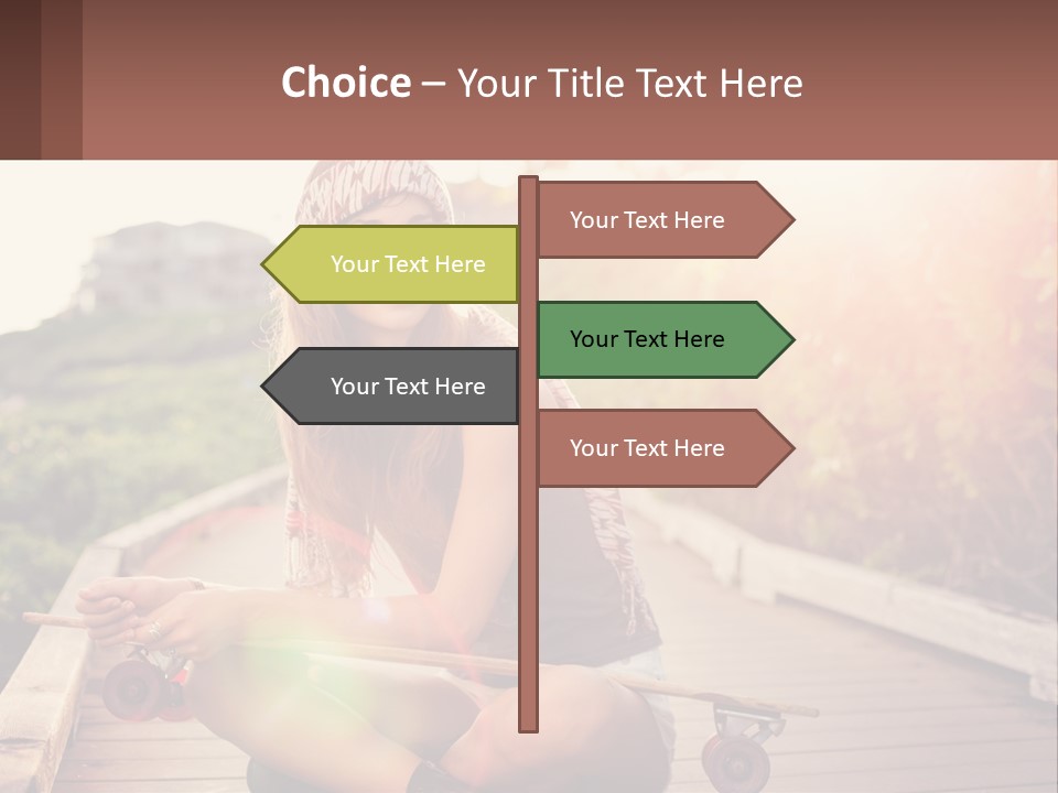 A Woman Sitting On A Bench With A Skateboard PowerPoint Template