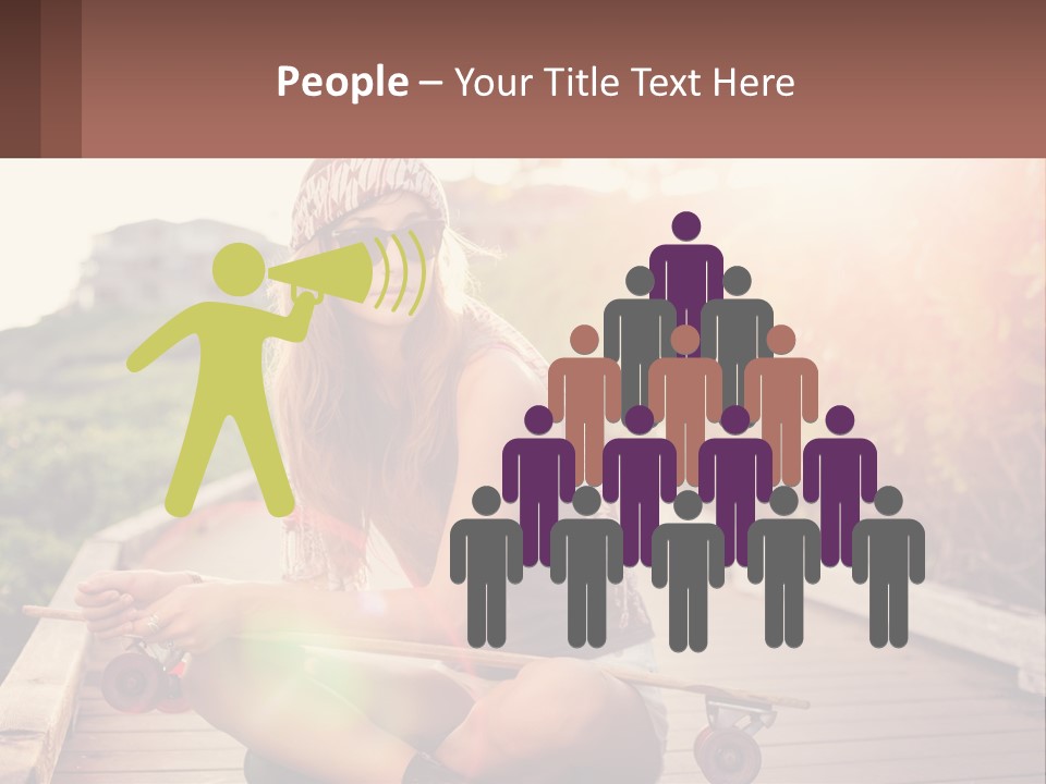 A Woman Sitting On A Bench With A Skateboard PowerPoint Template