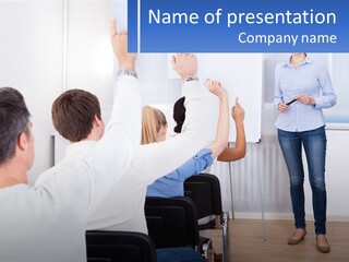 A Group Of People Standing In Front Of A Whiteboard PowerPoint Template
