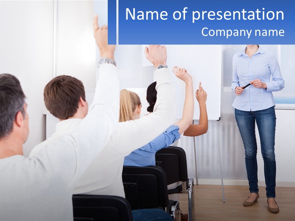 A Group Of People Standing In Front Of A Whiteboard PowerPoint Template