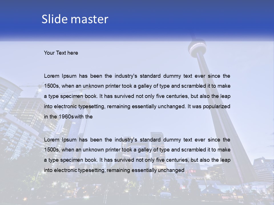 A Picture Of A Tall Building With A Sky Line In The Background PowerPoint Template