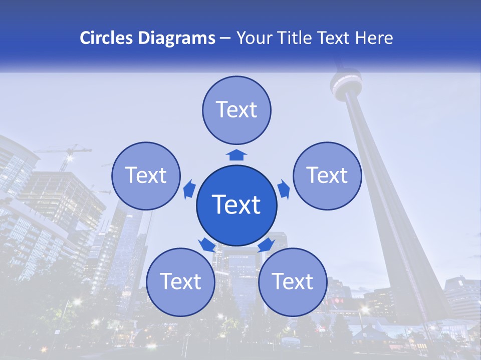 A Picture Of A Tall Building With A Sky Line In The Background PowerPoint Template