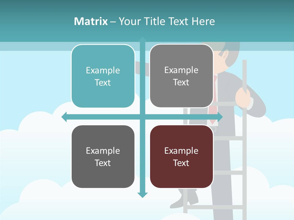 A Man On A Ladder Pointing To The Sky PowerPoint Template