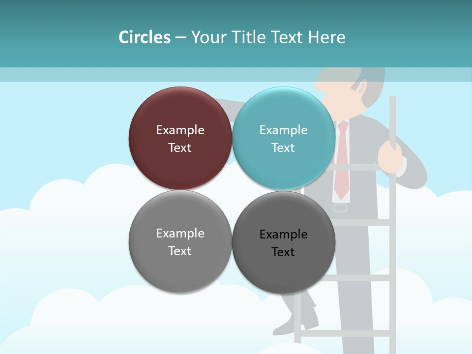 A Man On A Ladder Pointing To The Sky PowerPoint Template