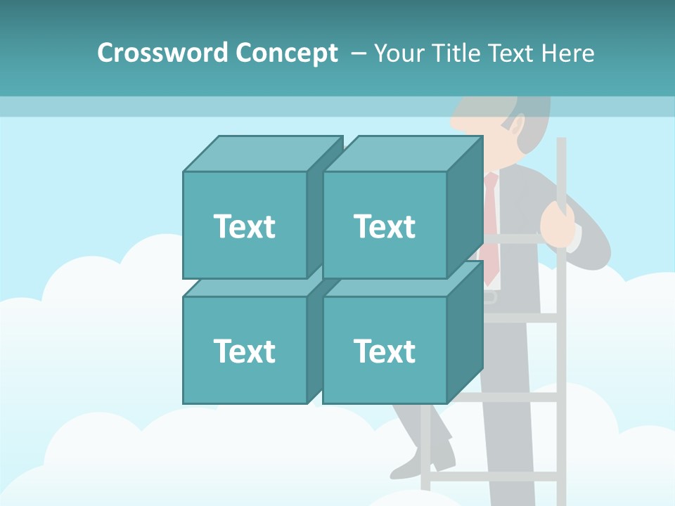 A Man On A Ladder Pointing To The Sky PowerPoint Template