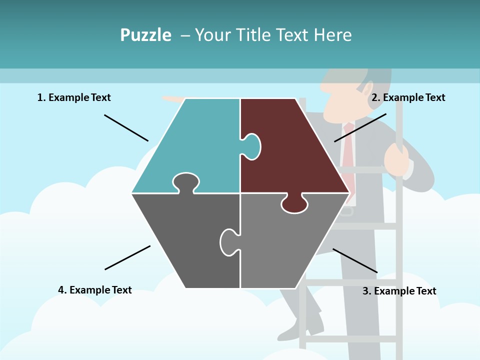 A Man On A Ladder Pointing To The Sky PowerPoint Template