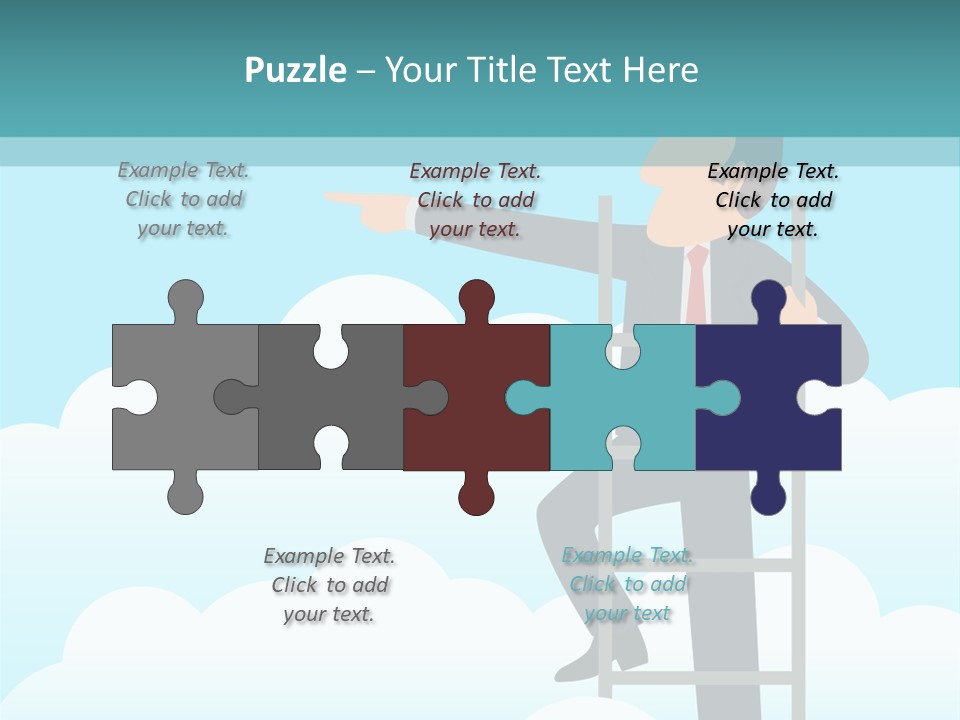 A Man On A Ladder Pointing To The Sky PowerPoint Template