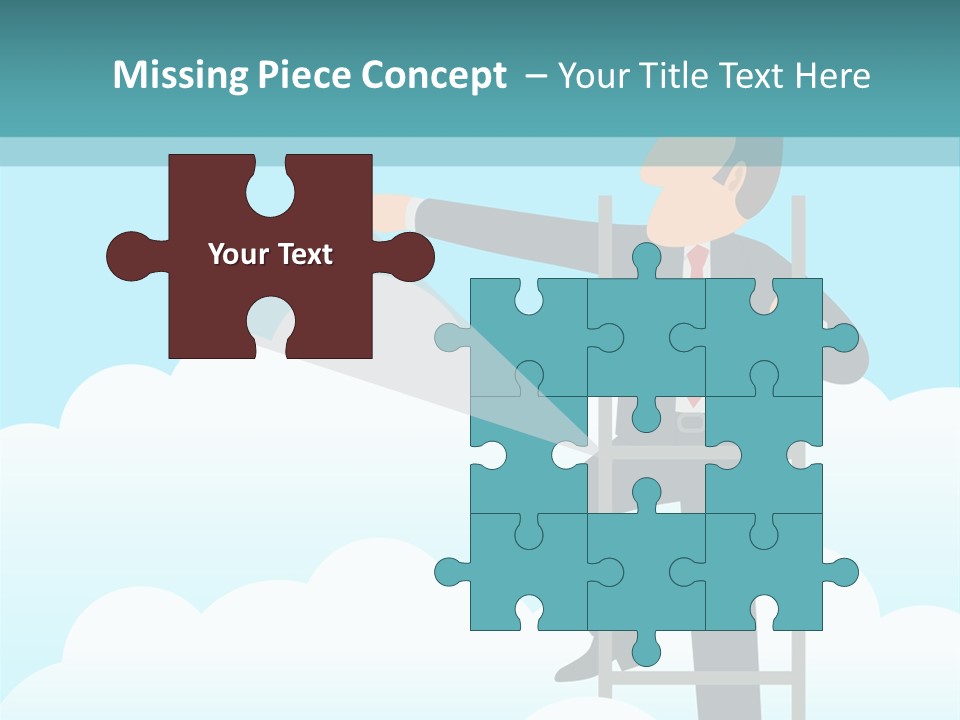 A Man On A Ladder Pointing To The Sky PowerPoint Template