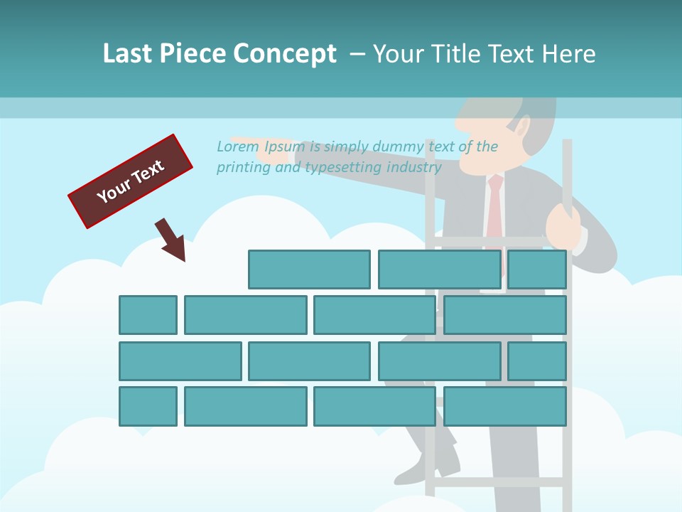 A Man On A Ladder Pointing To The Sky PowerPoint Template