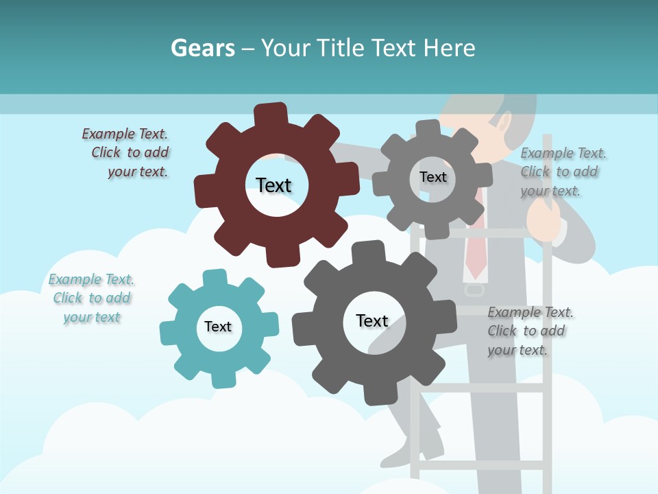 A Man On A Ladder Pointing To The Sky PowerPoint Template