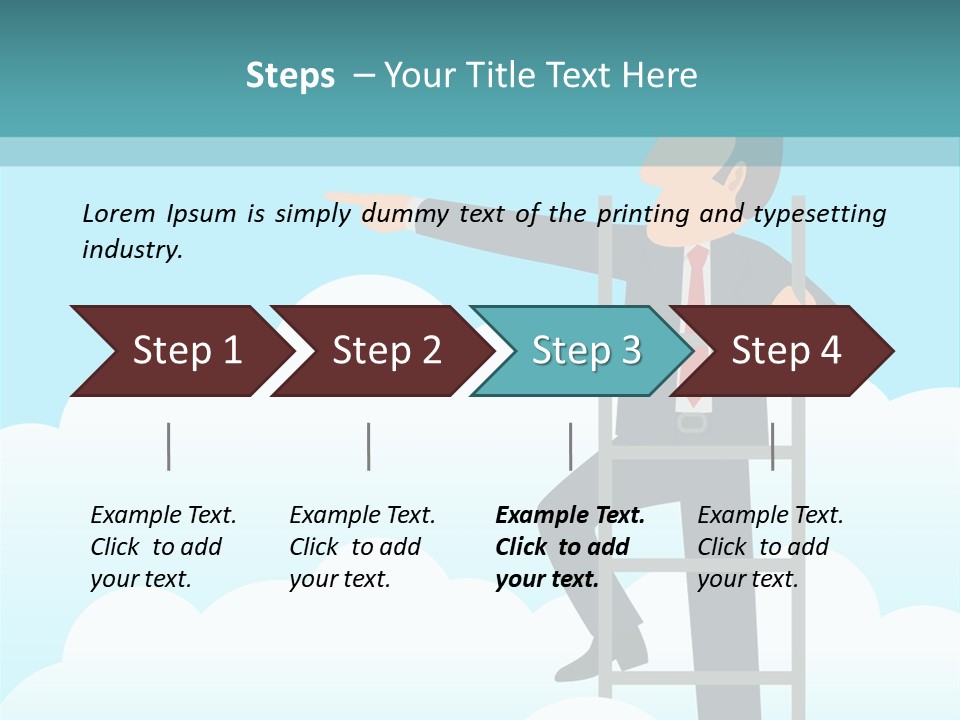 A Man On A Ladder Pointing To The Sky PowerPoint Template