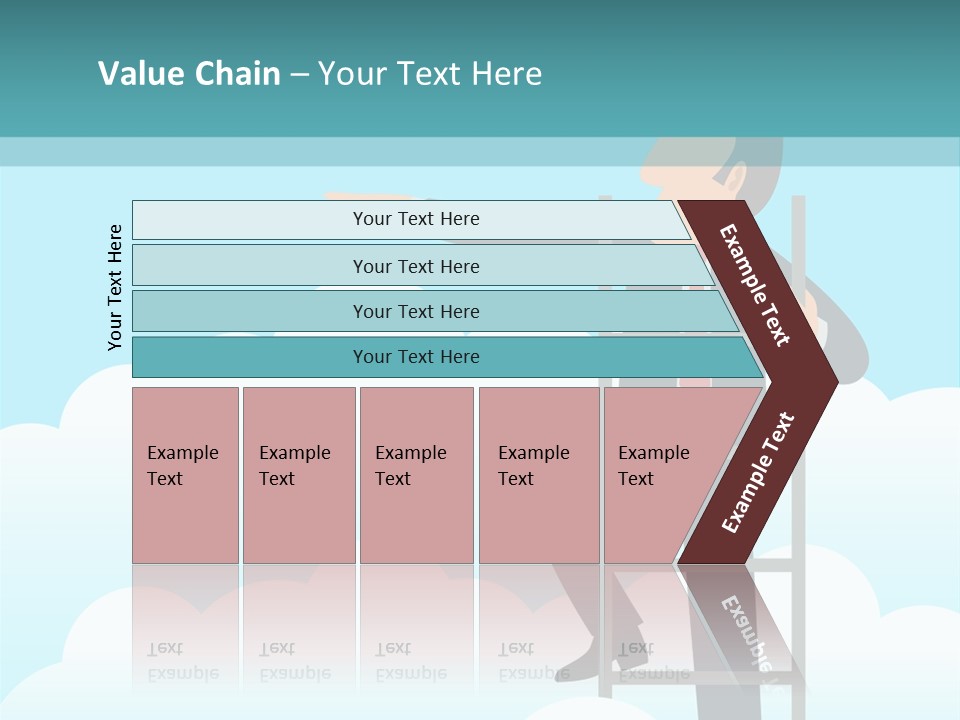A Man On A Ladder Pointing To The Sky PowerPoint Template