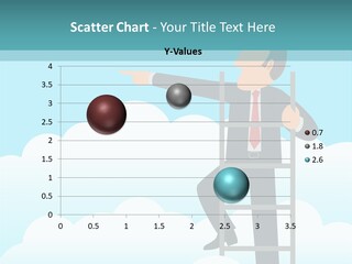 A Man On A Ladder Pointing To The Sky PowerPoint Template