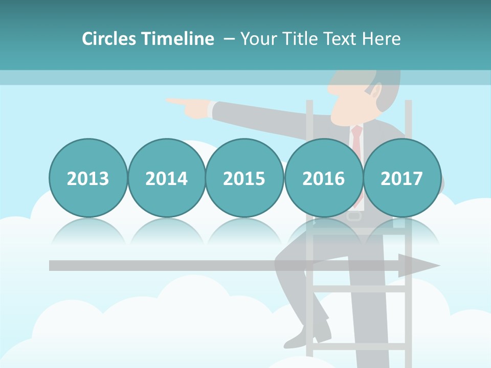 A Man On A Ladder Pointing To The Sky PowerPoint Template