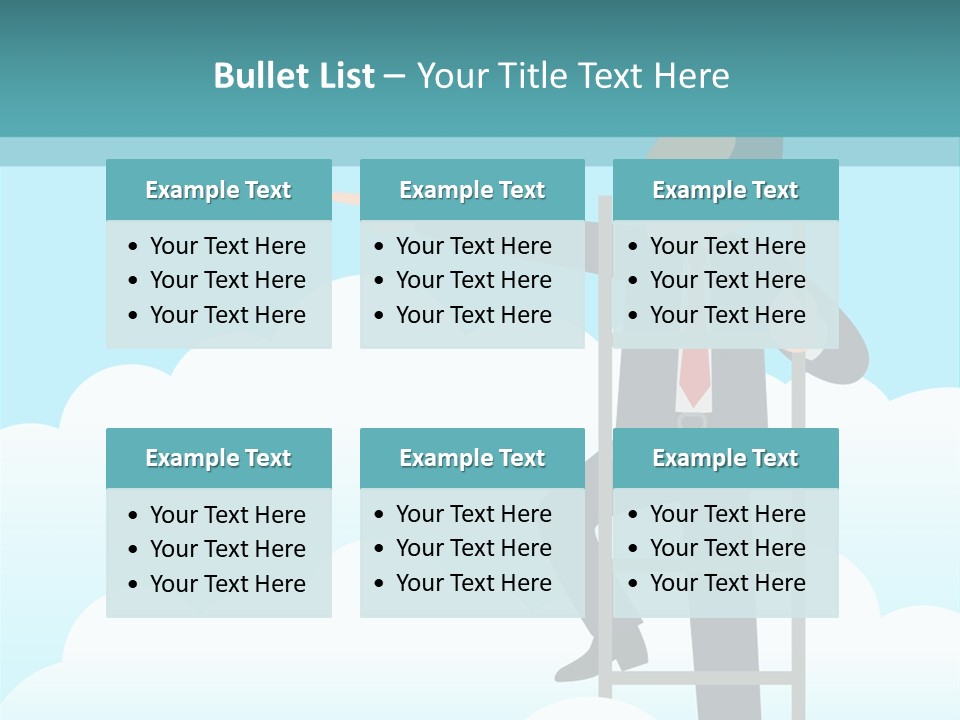 A Man On A Ladder Pointing To The Sky PowerPoint Template