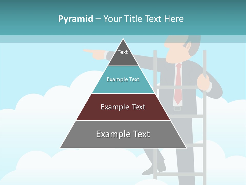 A Man On A Ladder Pointing To The Sky PowerPoint Template