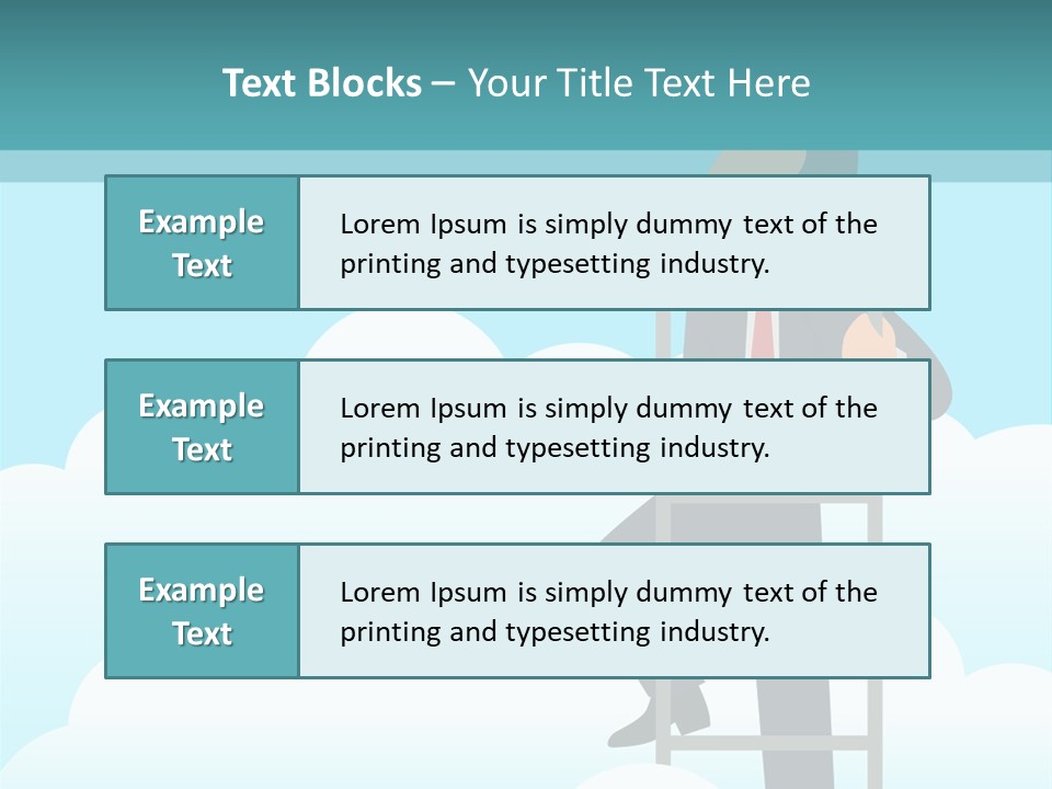 A Man On A Ladder Pointing To The Sky PowerPoint Template