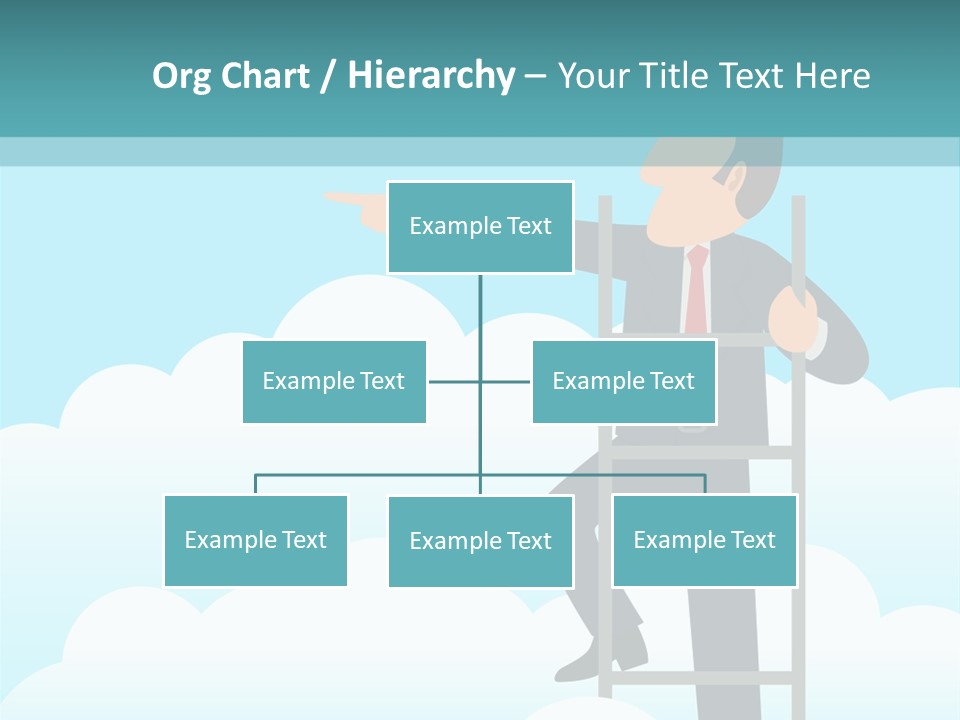 A Man On A Ladder Pointing To The Sky PowerPoint Template