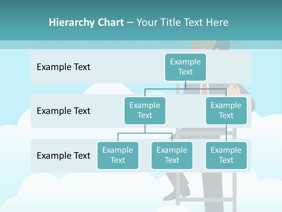 A Man On A Ladder Pointing To The Sky PowerPoint Template