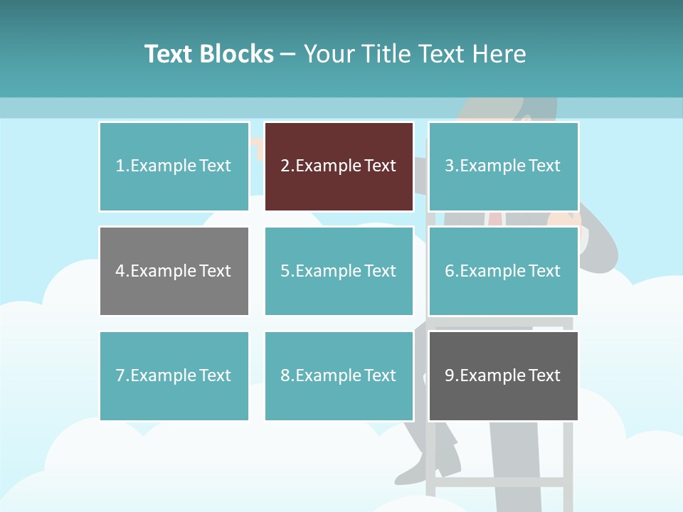 A Man On A Ladder Pointing To The Sky PowerPoint Template