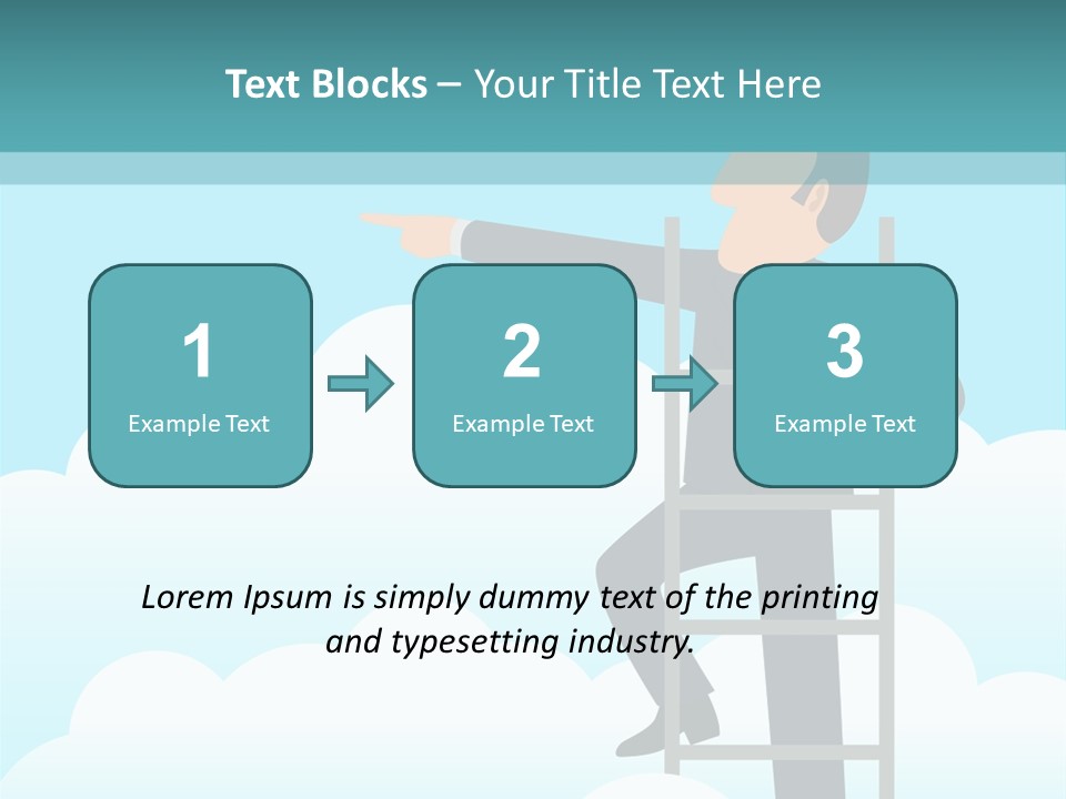 A Man On A Ladder Pointing To The Sky PowerPoint Template