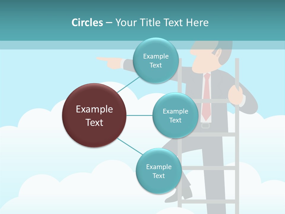 A Man On A Ladder Pointing To The Sky PowerPoint Template
