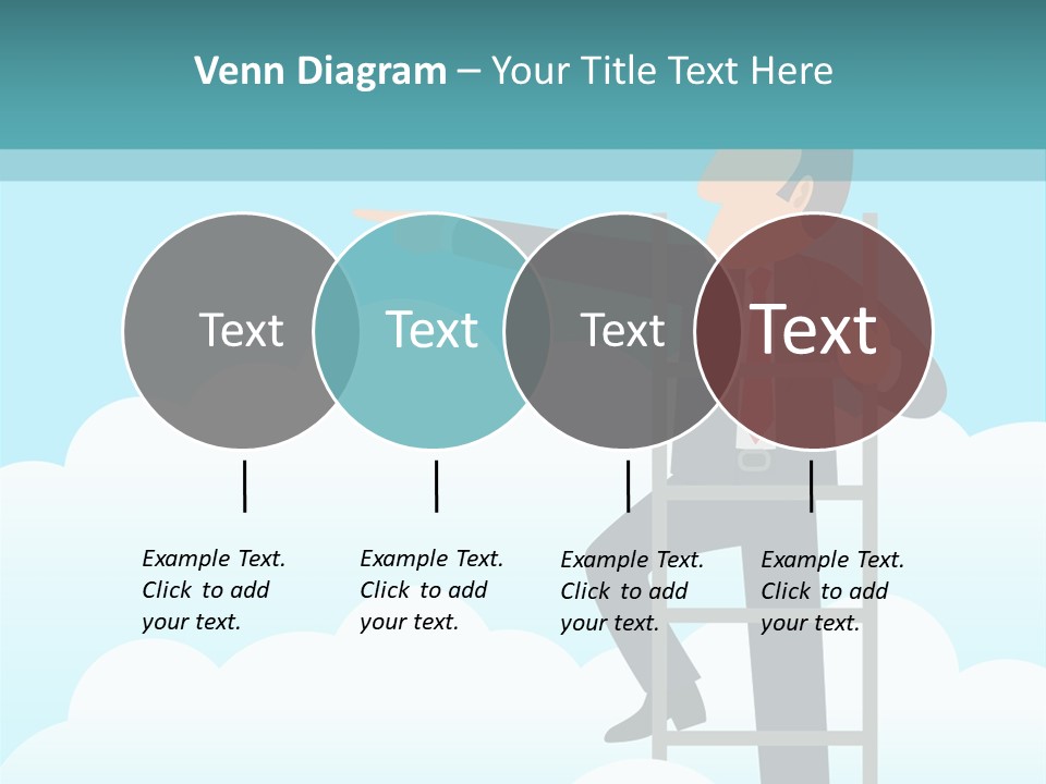 A Man On A Ladder Pointing To The Sky PowerPoint Template