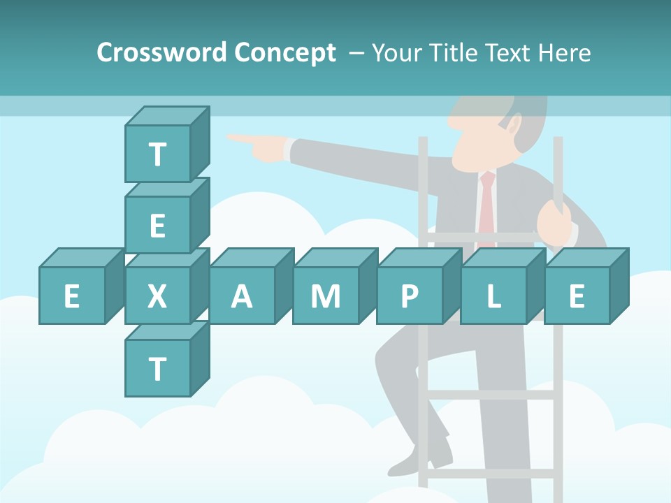 A Man On A Ladder Pointing To The Sky PowerPoint Template