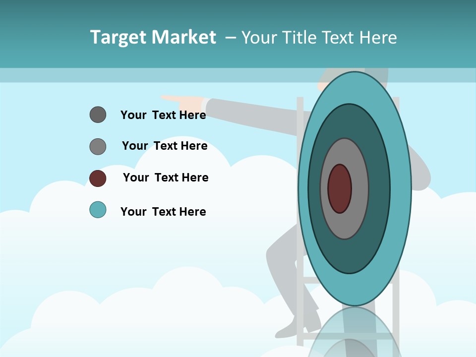 A Man On A Ladder Pointing To The Sky PowerPoint Template