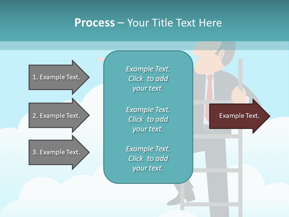 A Man On A Ladder Pointing To The Sky PowerPoint Template