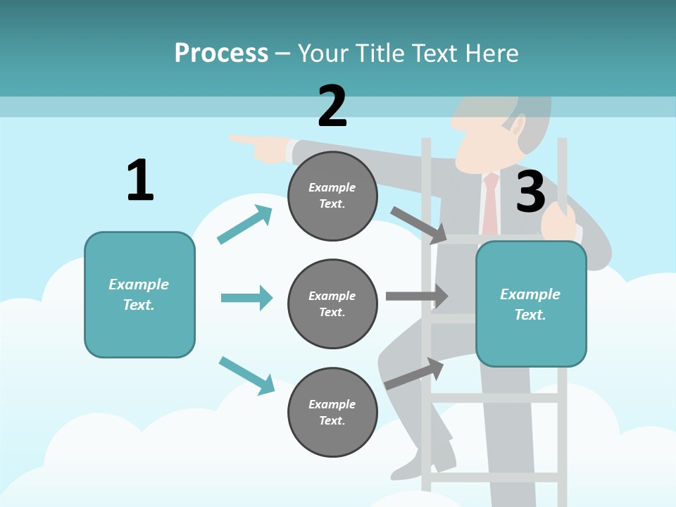 A Man On A Ladder Pointing To The Sky PowerPoint Template