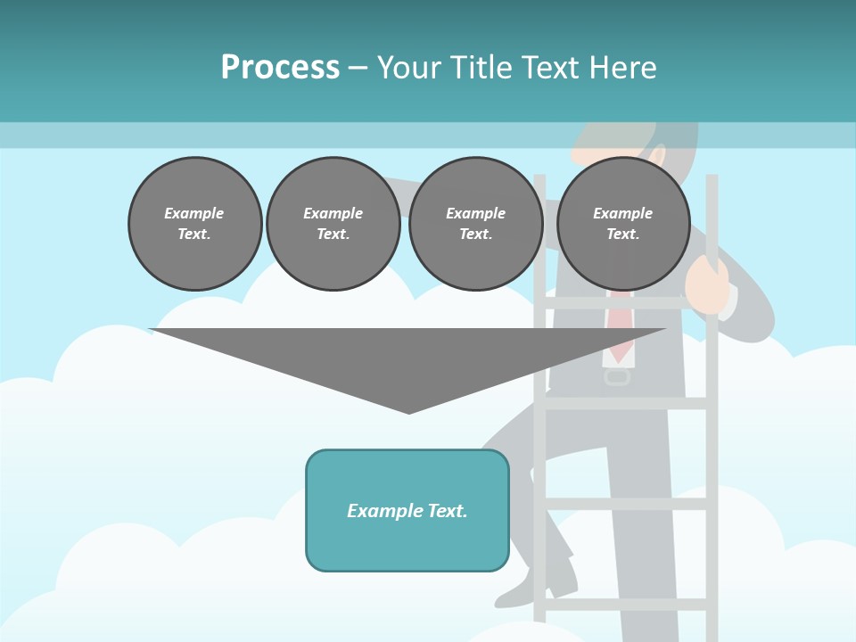A Man On A Ladder Pointing To The Sky PowerPoint Template
