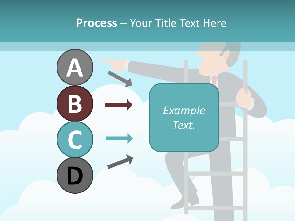 A Man On A Ladder Pointing To The Sky PowerPoint Template