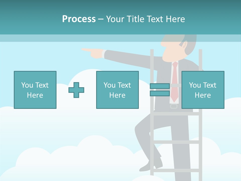 A Man On A Ladder Pointing To The Sky PowerPoint Template