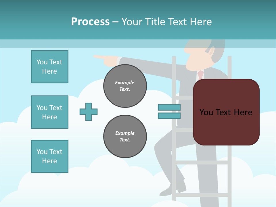 A Man On A Ladder Pointing To The Sky PowerPoint Template