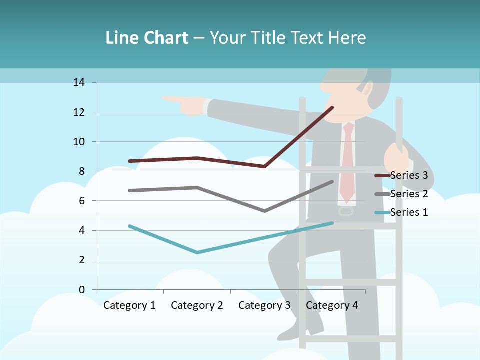 A Man On A Ladder Pointing To The Sky PowerPoint Template