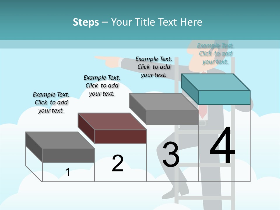 A Man On A Ladder Pointing To The Sky PowerPoint Template