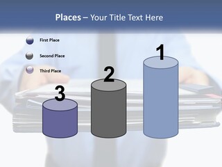 A Man Holding A Stack Of Files In His Hands PowerPoint Template