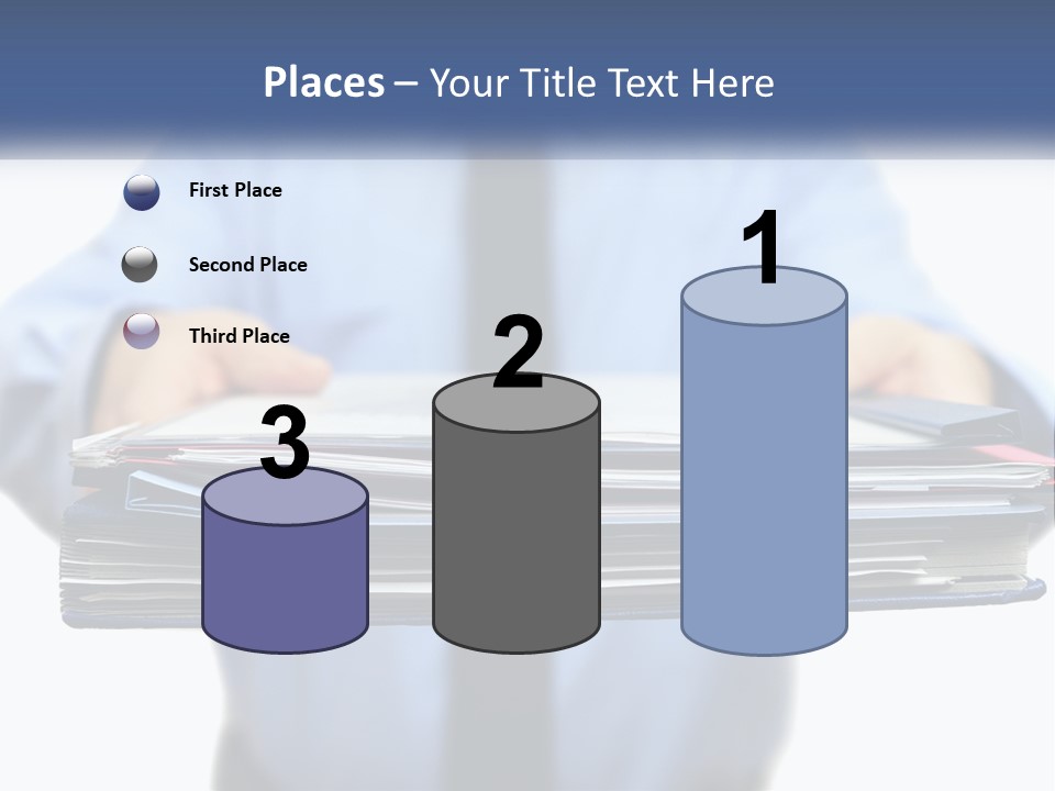 A Man Holding A Stack Of Files In His Hands PowerPoint Template