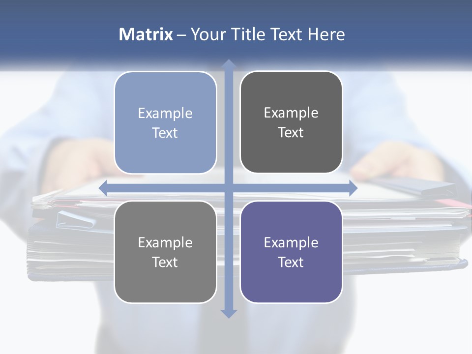 A Man Holding A Stack Of Files In His Hands PowerPoint Template
