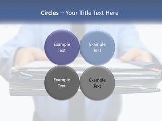 A Man Holding A Stack Of Files In His Hands PowerPoint Template